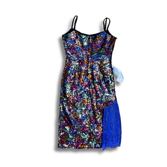 Dress The Population Rory Multicoloured Abstract Sequin Midi Dress, Large - Picture 8 of 13
